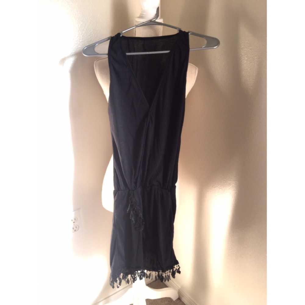 Black Romper Deep V Plunge